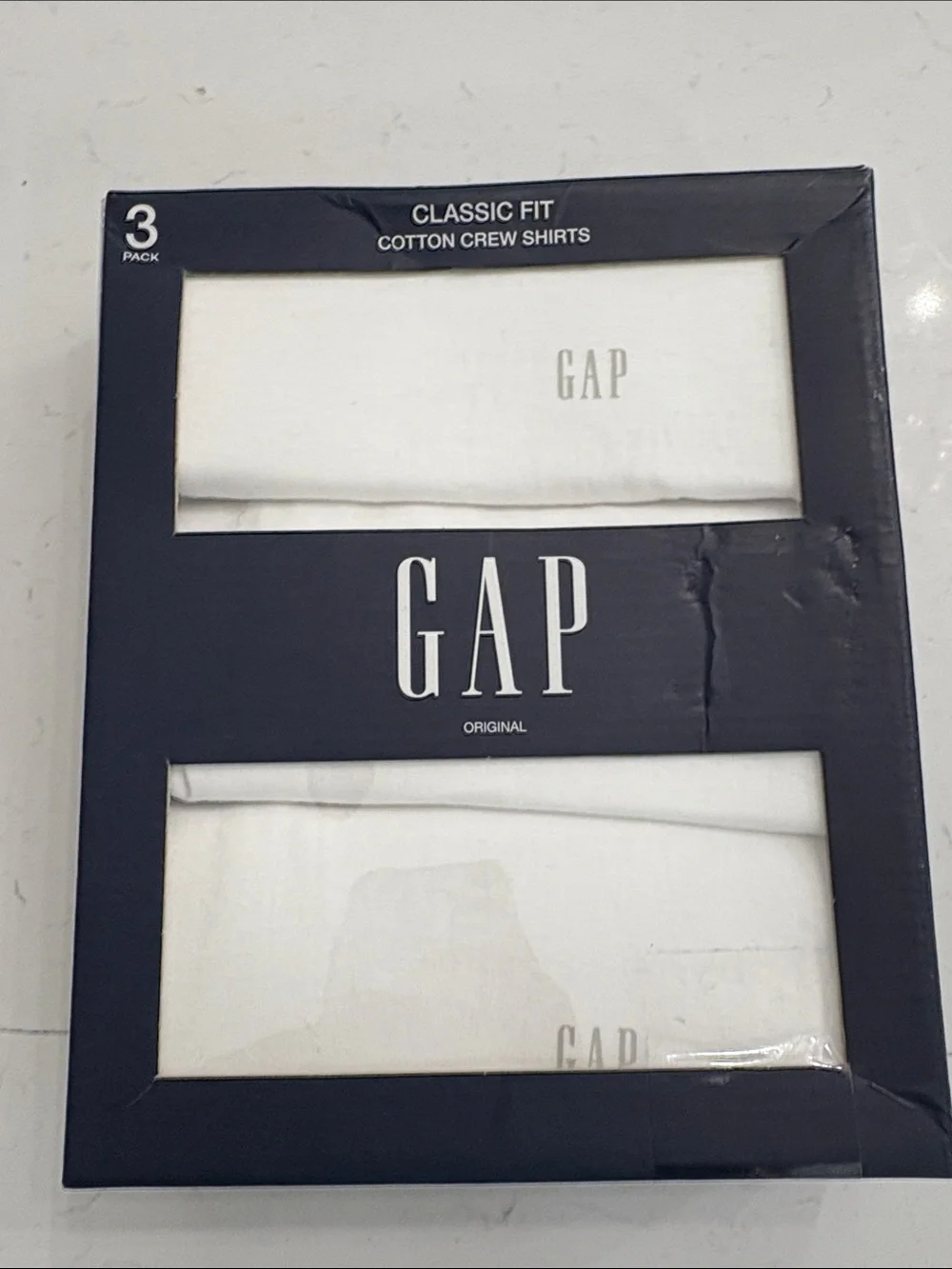 GAP White Cotton Crew Shirts - 3 Pack